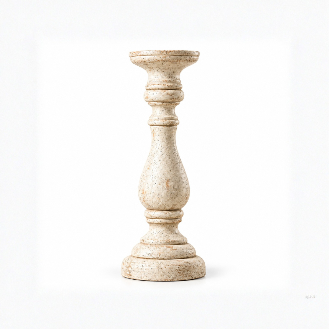 Rustic Solid Wood Candle Stand Set of 2