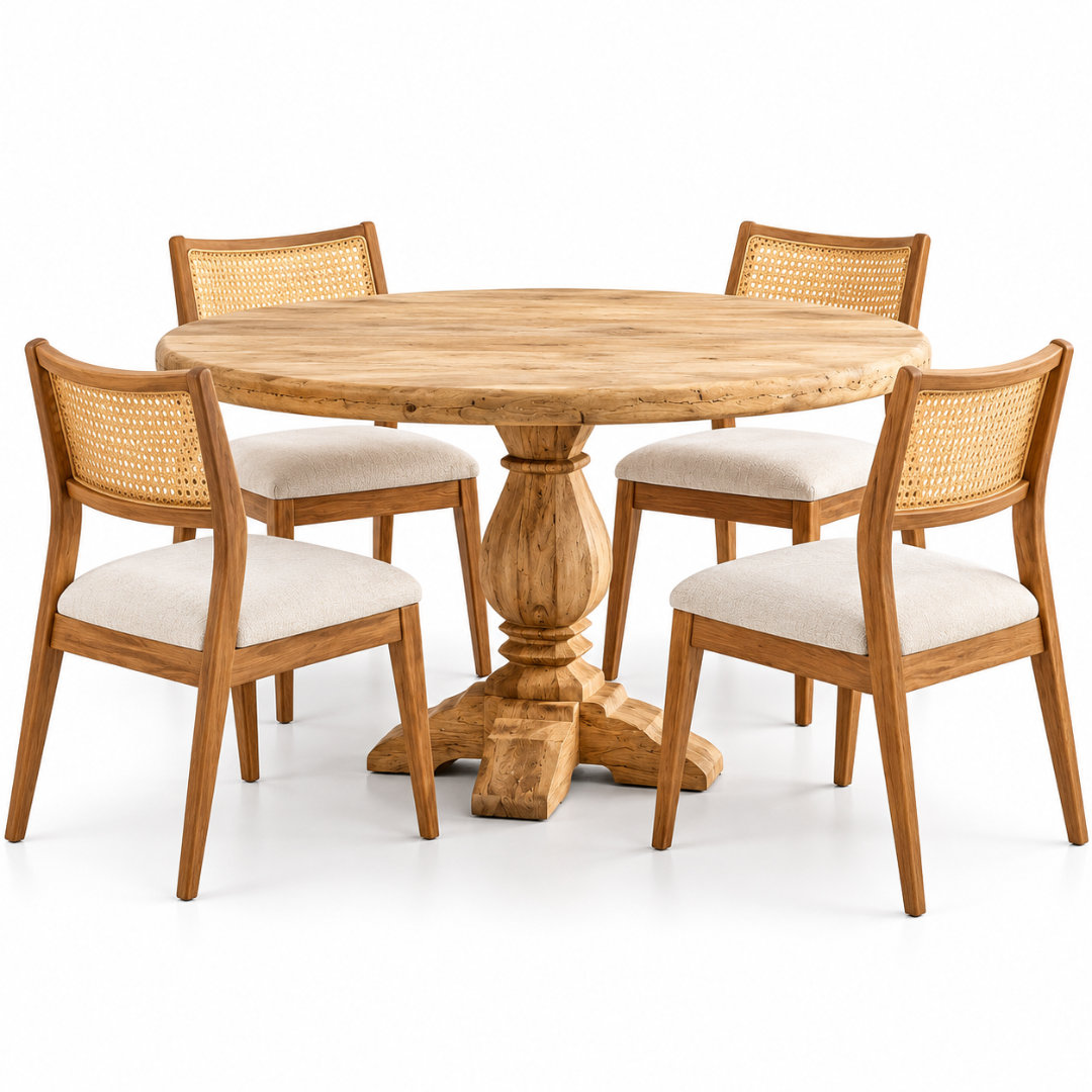 Vama Solid Wood Round Dining Table