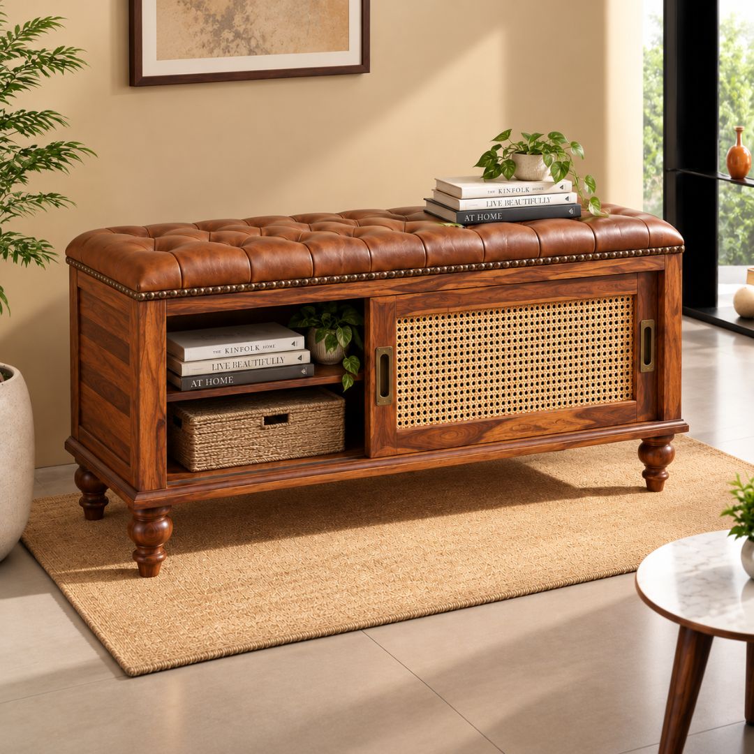 Sora Solid Wood Storage Bench