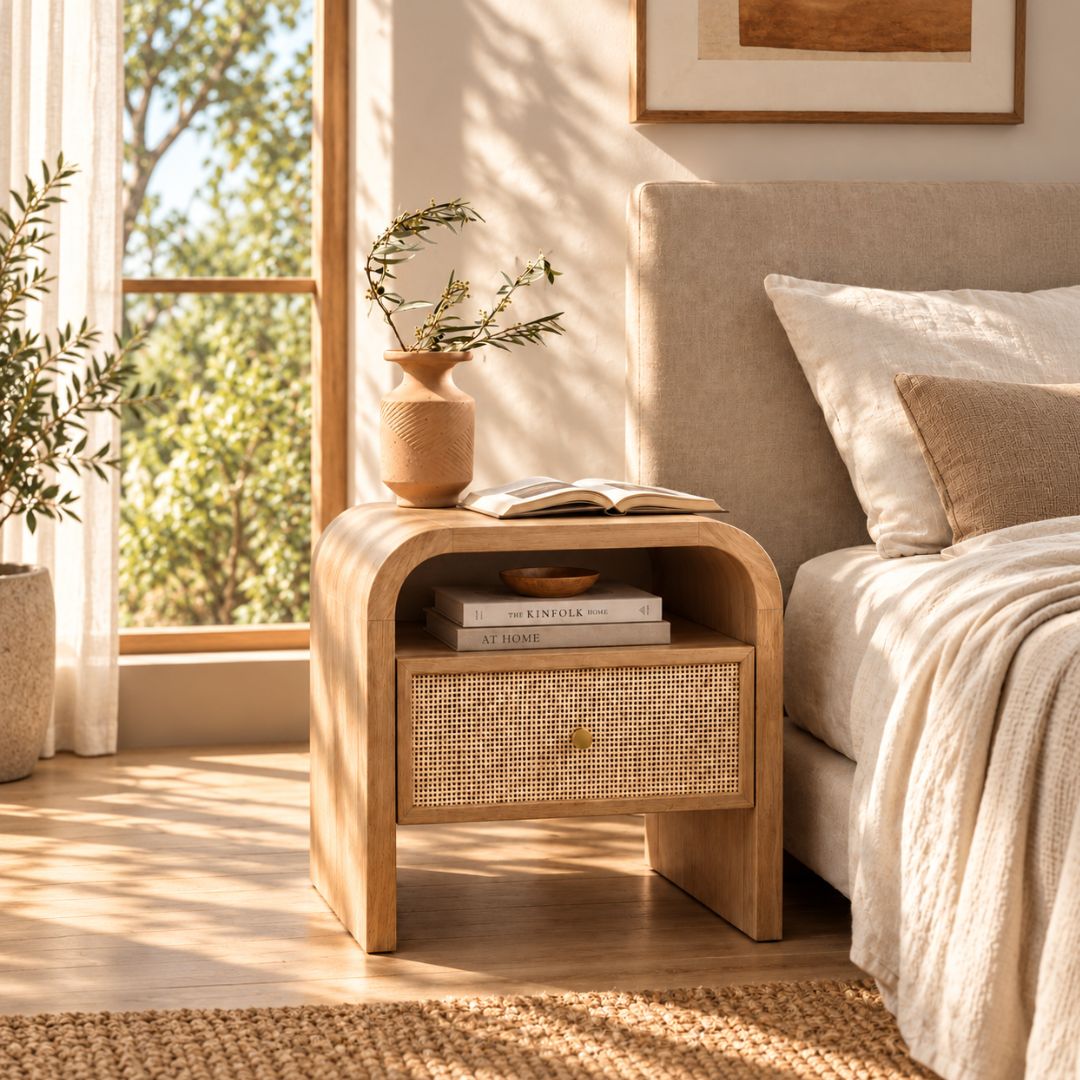 Ramya Rattan Bedside Table
