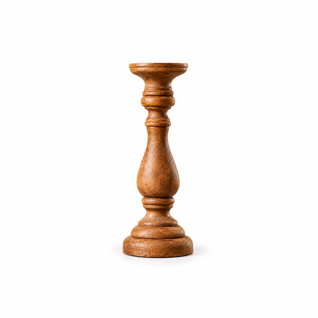 Rustic Solid Wood Candle Stand Set of 2