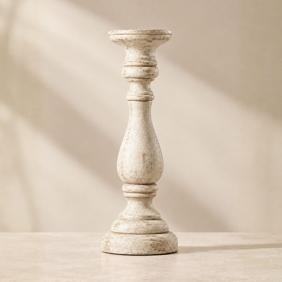 Rustic Solid Wood Candle Stand Set of 2