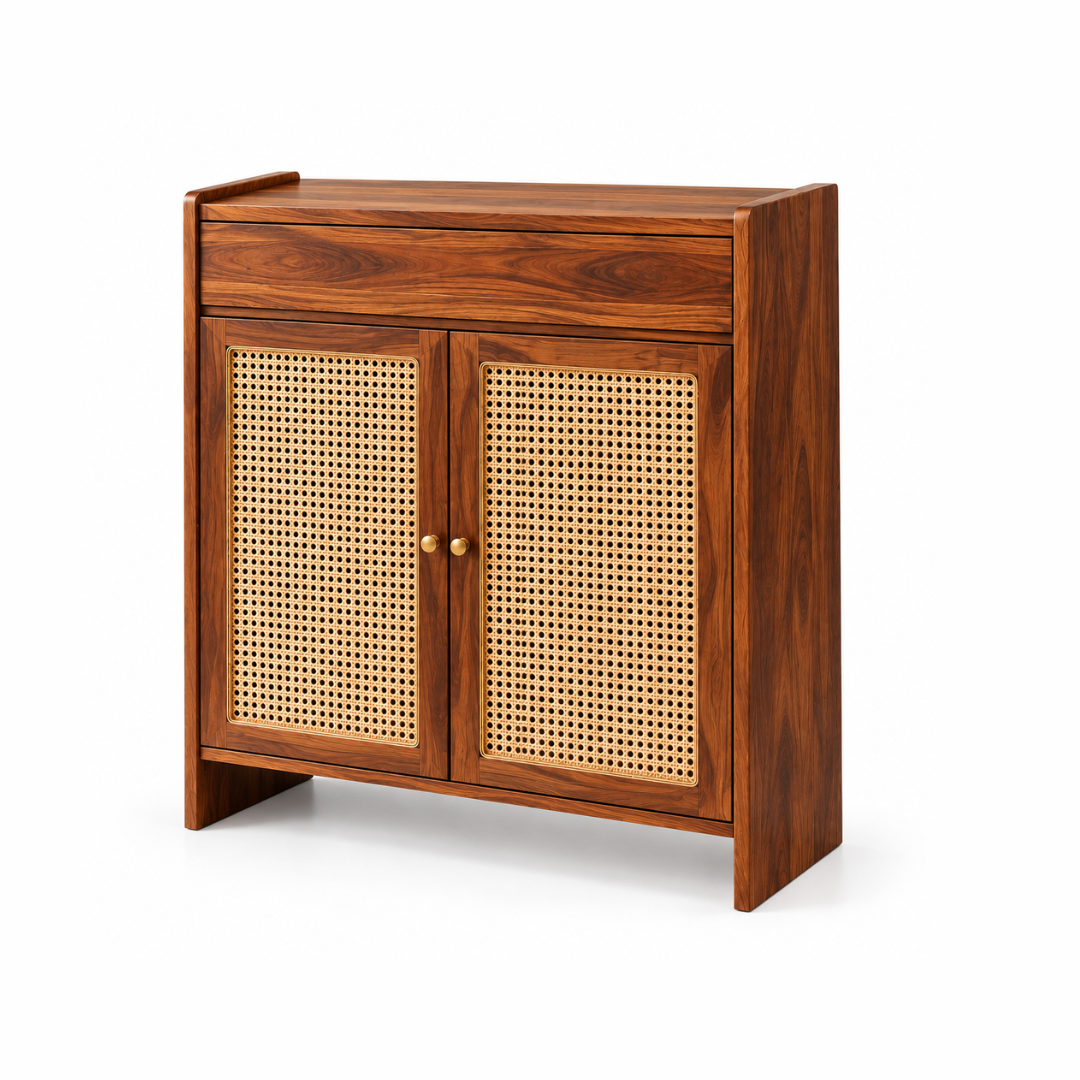 Hygieia Cane Shoe Cabinet | Solid Wood Rattan Shoe Rack