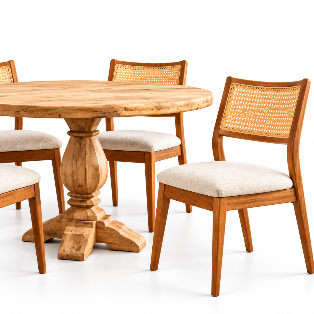 Vama Solid Wood Round Dining Table